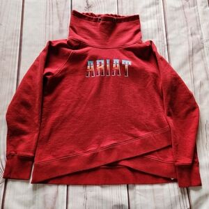 Ariat "REAL Serape Logo Sweatshirt" Cowl Neck Southwestern Red, Women's Size L